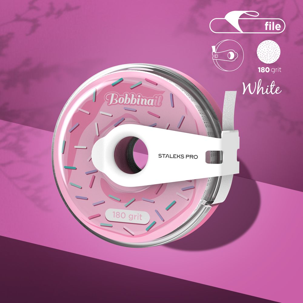 Donut - Disposable white nail file tape in donut case 180 Grit