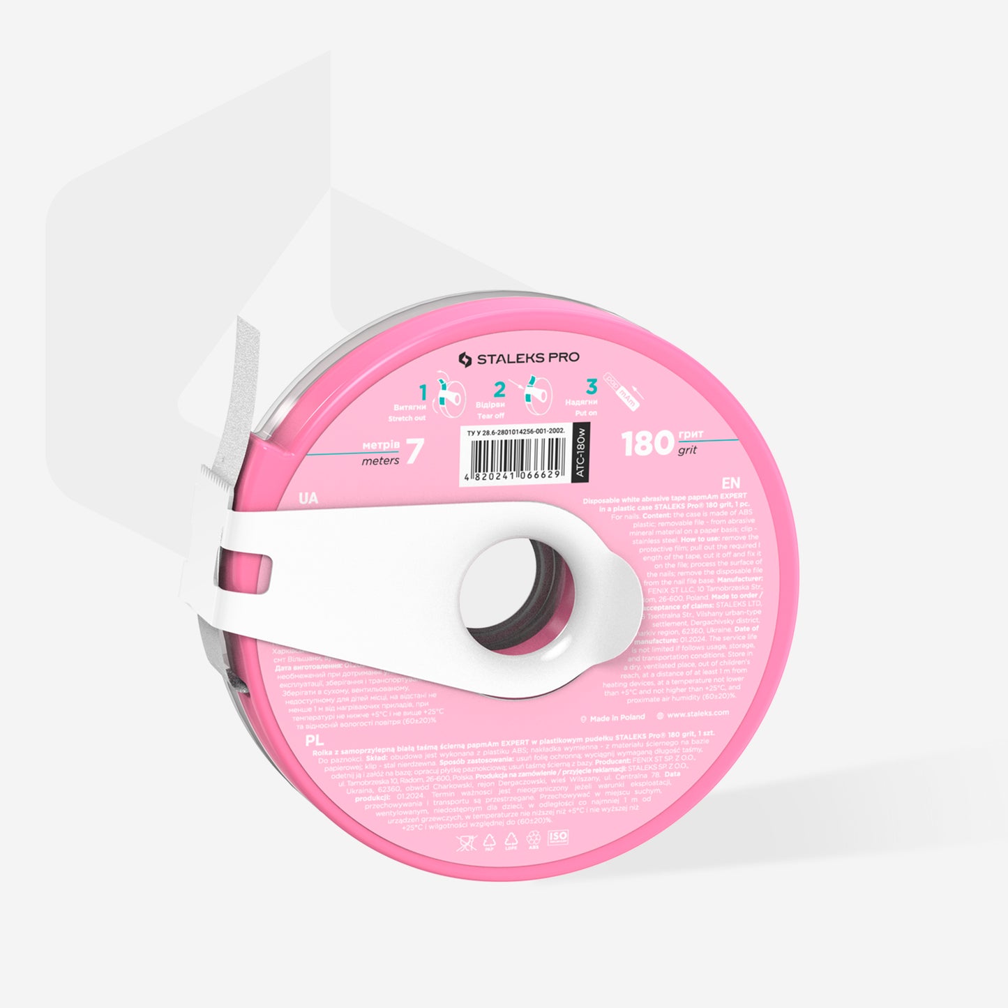 Donut - Disposable white nail file tape in donut case 180 Grit