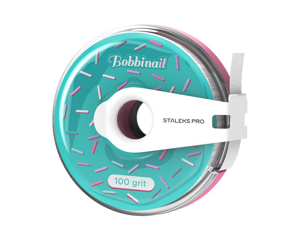 Donut - Disposable white nail file tape in donut case 100 Grit