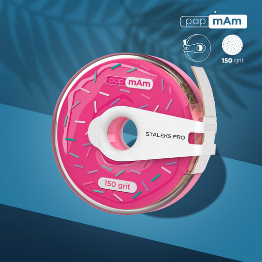 Donut - Disposable white nail file tape in donut case 150 Grit papmAm