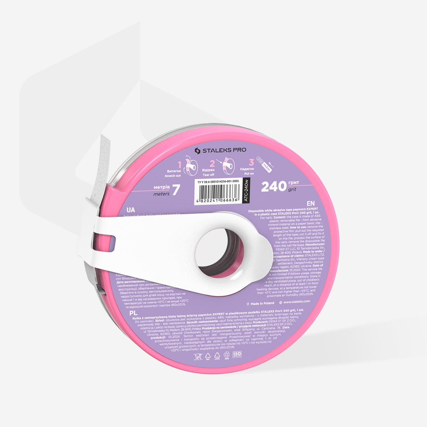 Donut - Disposable white nail file tape in donut case 240 Grit