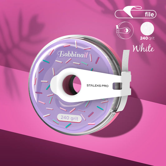 Donut - Disposable white nail file tape in donut case 240 Grit