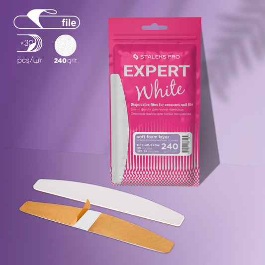 Disposable white files for crescent nail file on a soft foam layer EXPERT 40 240 grit (30 pcs) (Copy)